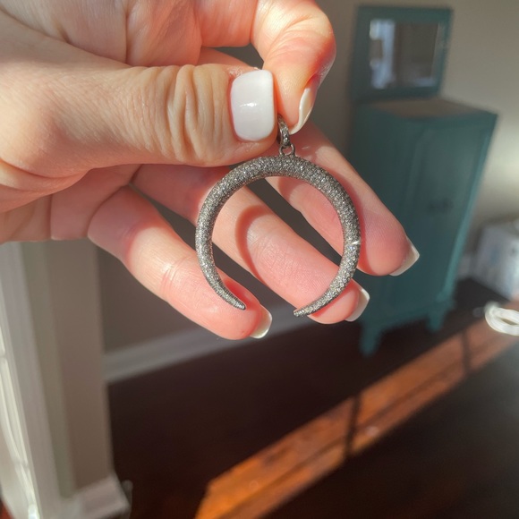 Diamond and Black Rhodium Crescent Horn Pendant by the Jen Collection - Picture 8 of 14